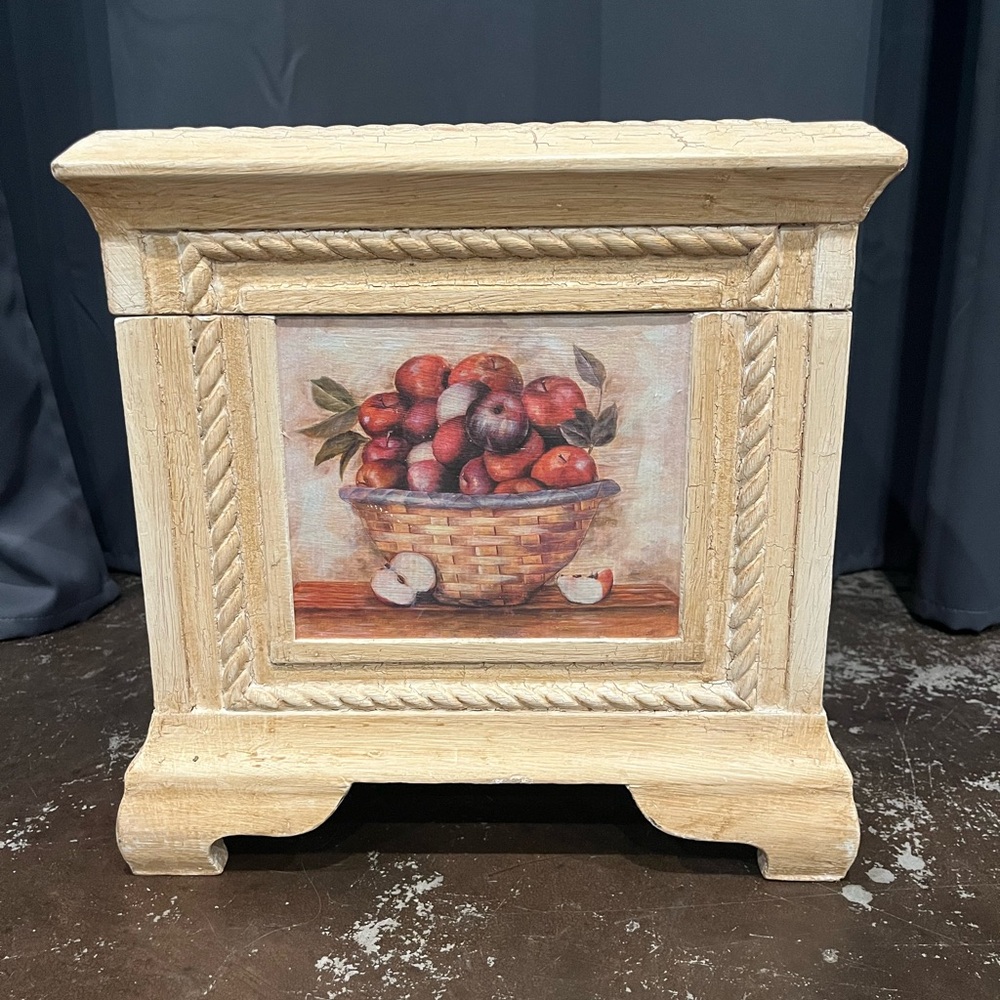 Still Life Wooden Keepsake Box With Dark‎ Red Velvet Interior.